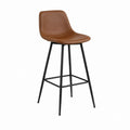 Barhocker Braun mit PU-Kunstleder Stahlgestell und Rückenlehne 46 x 52 x 99 cm