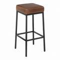 Barhocker Braun mit PU-Bezug Stahlgestell quadratisch 40 x 40 x 75 cm