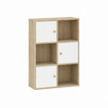 Bücherregal mit 6 Fächern 60 x 30 x 90 cm Eiche-Optik Weiß Spanplatte