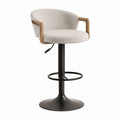 Barhocker mit Armlehnen Creme Bouclé Sperrholz Stahl rund höhenverstellbar 94-114 cm