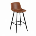 Barhocker Braun mit PU-Kunstlederbezug und schwarzem Stahlgestell 48 x 53 x 99 cm