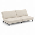 2-Sitzer Schlafsofa Beige Polyester mit Stahlgestell 180 x 88 x 78 cm