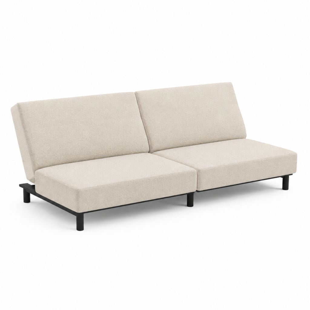 2-Sitzer Schlafsofa Beige Polyester mit Stahlgestell 180 x 88 x 78 cm