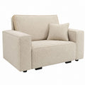 Sessel Beige mit Bouclé-Polyesterbezug und Zierkissen 105 x 90 x 85 cm