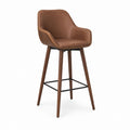 Barhocker mit Armlehnen Braun PU-Kunstleder Massivholz 54 x 54 x 109 cm