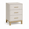 Nachttisch mit 3 Schubladen Creme Polyester MDF rechteckig 45 x 40 x 65 cm