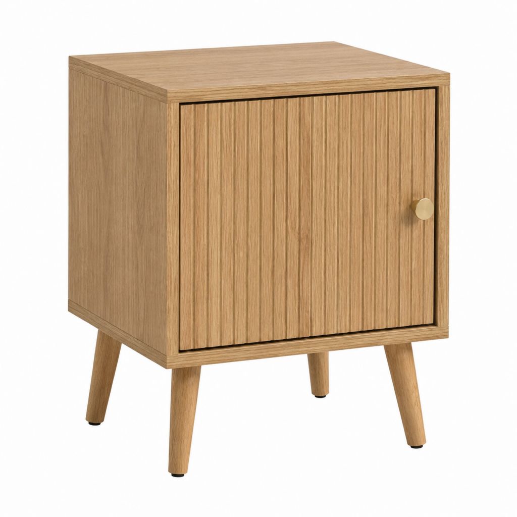 Nachttisch mit Tür Natur Eichenfurnier rechteckig 45 x 35 x 65 cm