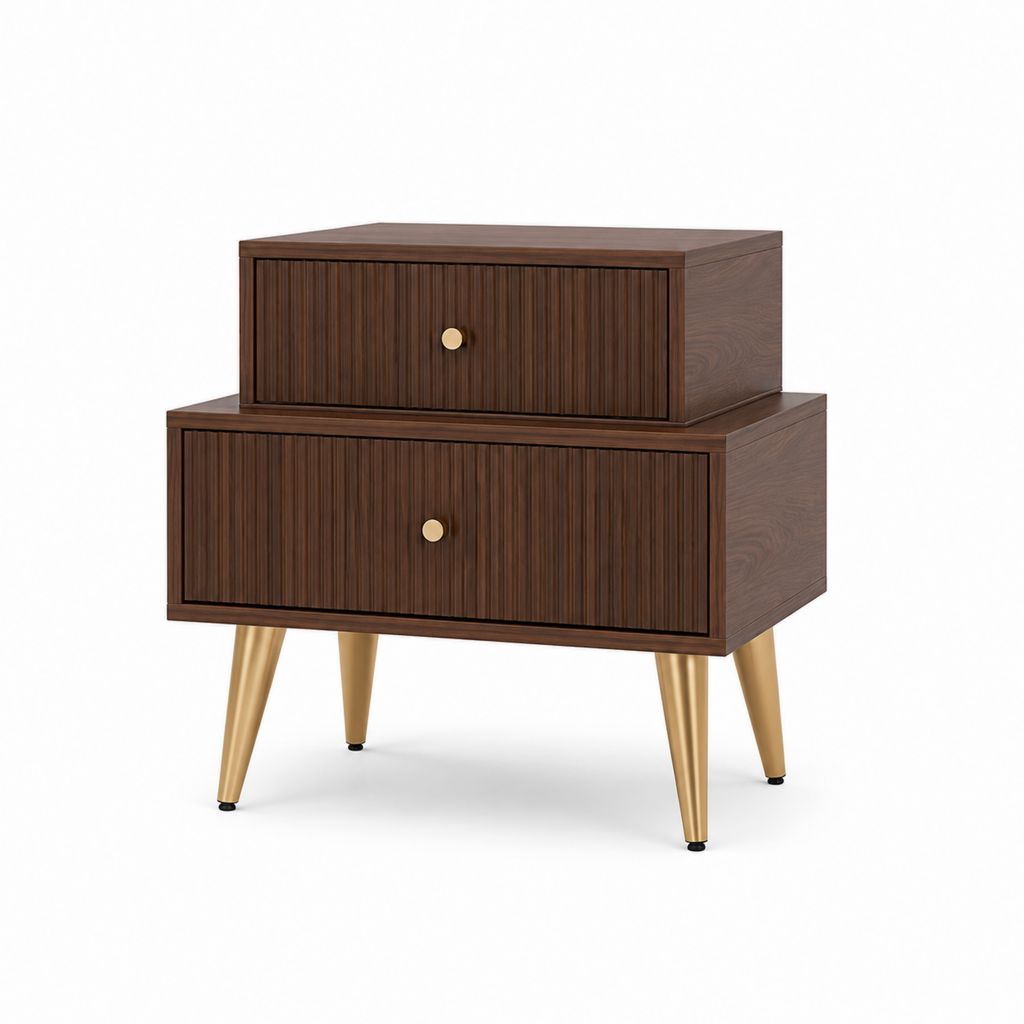 Nachttisch mit 2 Schubladen Walnussbraun MDF Rechteckig 50 x 40 x 60 cm