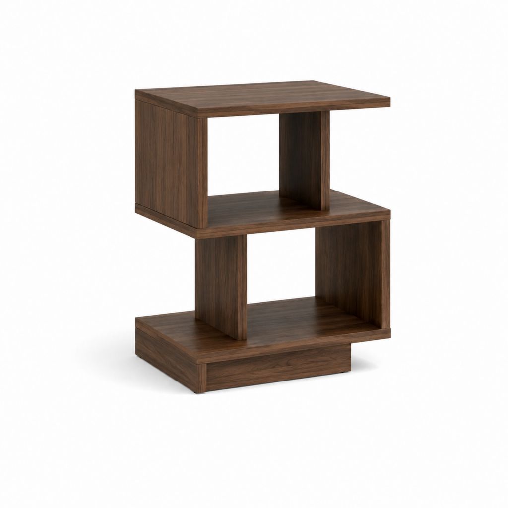 Nachttisch Walnussbraun aus MDF mit 3 offenen Ablagen 40 x 40 x 60 cm