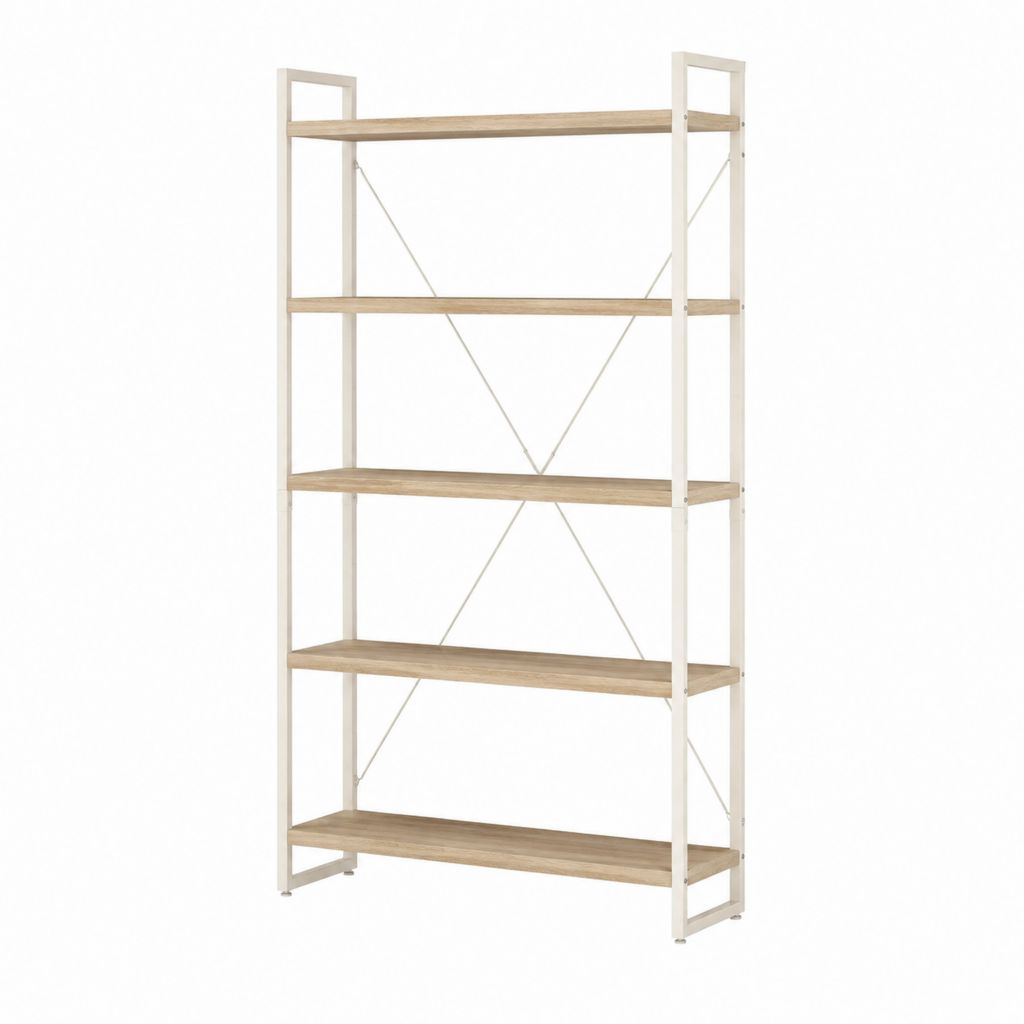 Bücherregal Standregal Eiche-Optik Weiß MDF Stahl rechteckig 90 x 40 x 180 cm