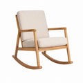 Schaukelstuhl Beige mit Polyesterbezug und Gummibaum-Massivholz 103 x 68 x 90 cm