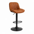 Barhocker Braun mit PU-Kunstleder Sitzschale und Stahlgestell höhenverstellbar 48 x 52 x 89-110 cm