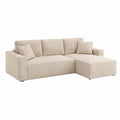 Ecksofa mit Recamiere rechts Beige Cord-Polyester 230 x 150 x 85 cm