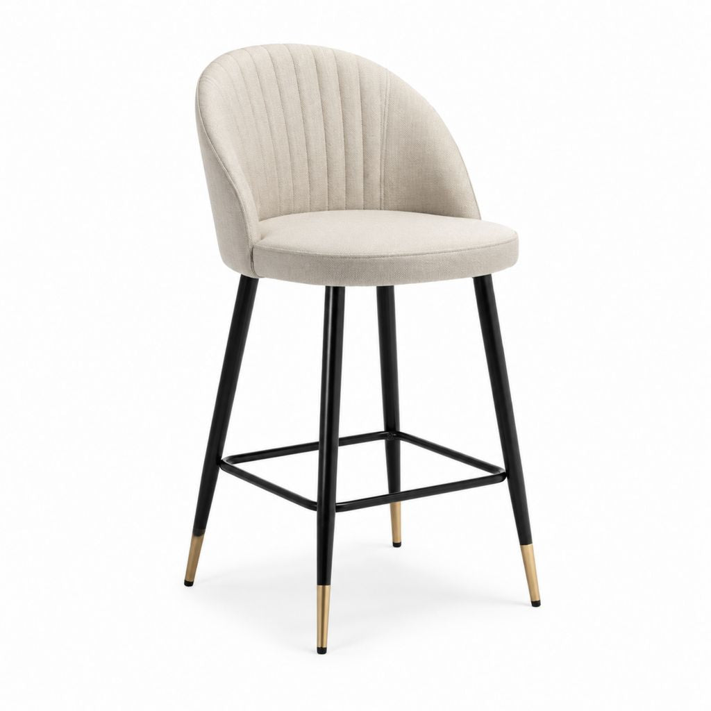 Barhocker mit Rückenlehne Beige Polyester Stahl 50 x 54 x 96 cm Sitzhöhe 68 cm