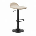 Barhocker höhenverstellbar Beige Polyester-Bouclé mit schwarzem Stahlgestell 48 x 52 x 84-105 cm