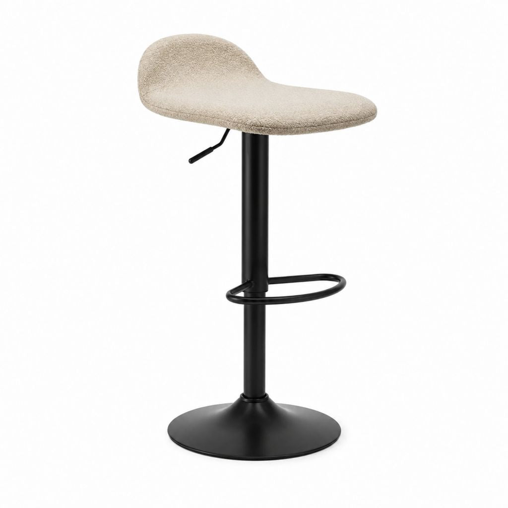 Barhocker höhenverstellbar Beige Polyester-Bouclé mit schwarzem Stahlgestell 48 x 52 x 84-105 cm