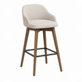 Barhocker mit Armlehnen Creme Polyesterbezug Massivholzgestell 54 x 55 x 100 cm