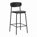 Barhocker Schwarz Stahl Sperrholz Polyester gepolstert mit Rückenlehne 97 x 45 x 52 cm