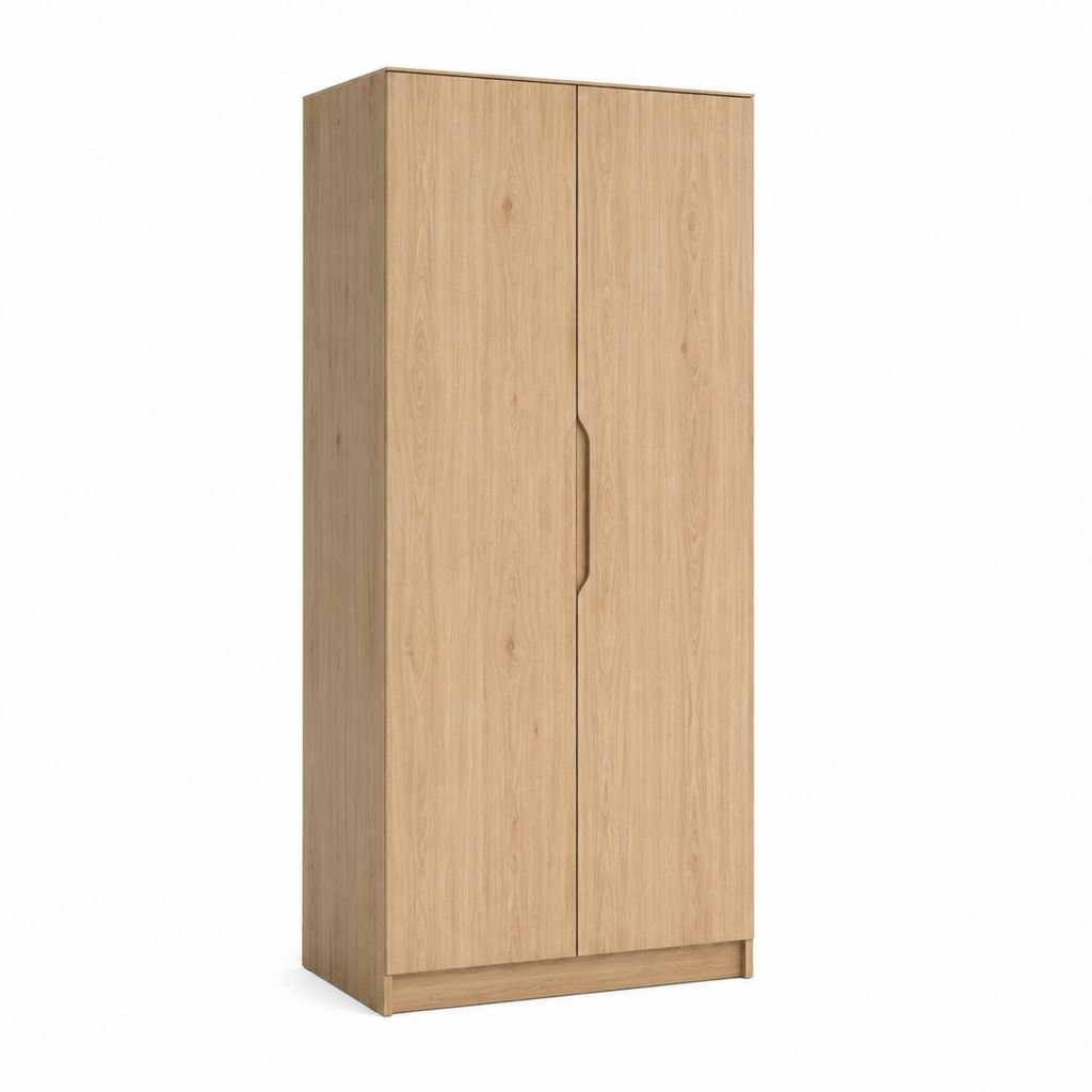 Kleiderschrank 2 Türen Eiche hell Spanplatte rechteckig 80 x 52 x 200 cm