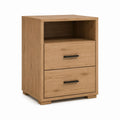 Nachttisch mit 2 Schubladen und offenem Fach eichefarben Spanplatte rechteckig 60 x 40 x 65 cm