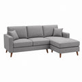 Ecksofa mit Recamiere Grau Polyester L-Form 230 x 150 x 85 cm